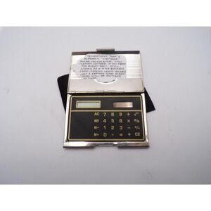 Vintage Business Card Holder Calculator Novelty Solar Technology, weak LED